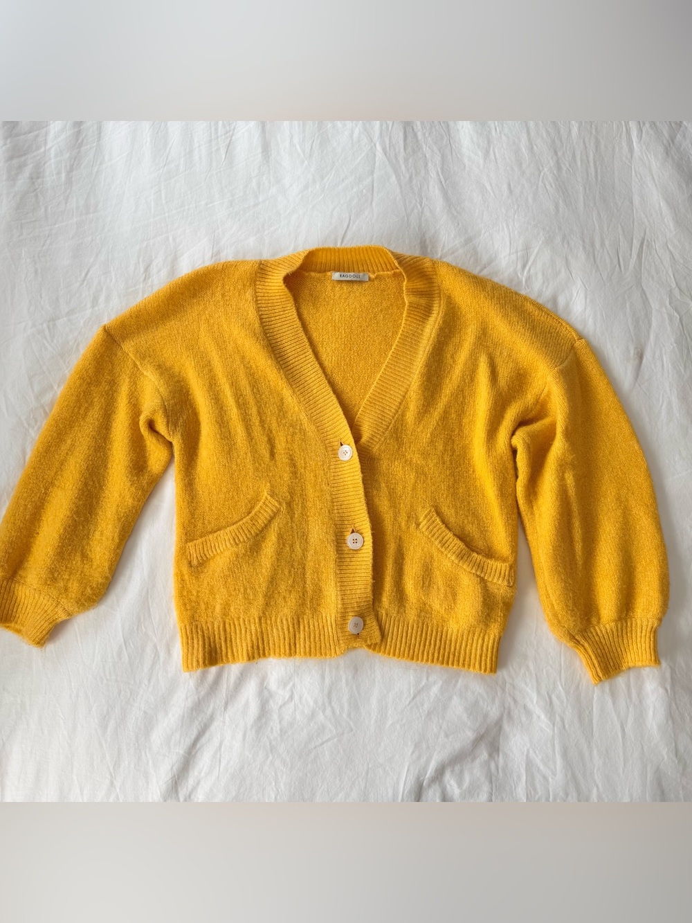 Ragdoll Sunny Yellow V-Neck Button Cardigan